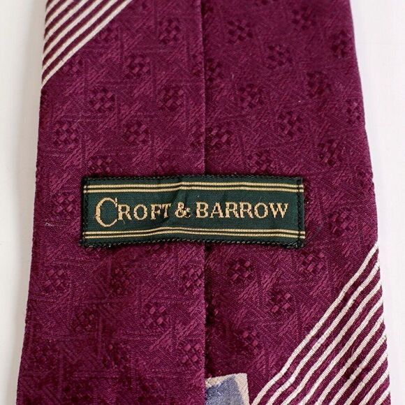 Croft & Barrow Abstract Jacquard Purple Print Wide Silk Tie - Picture 3 of 7